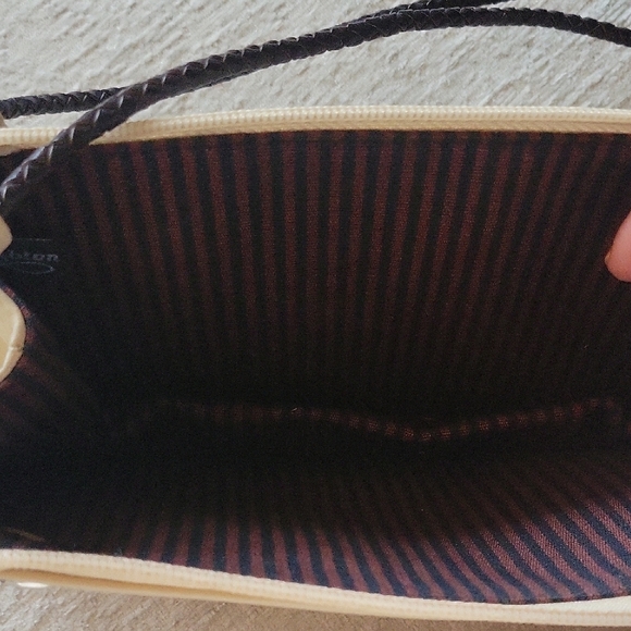 Brighton Cream Pebbled Leather Mini Bag With Brown Crocodile Print Accent - Picture 5 of 9